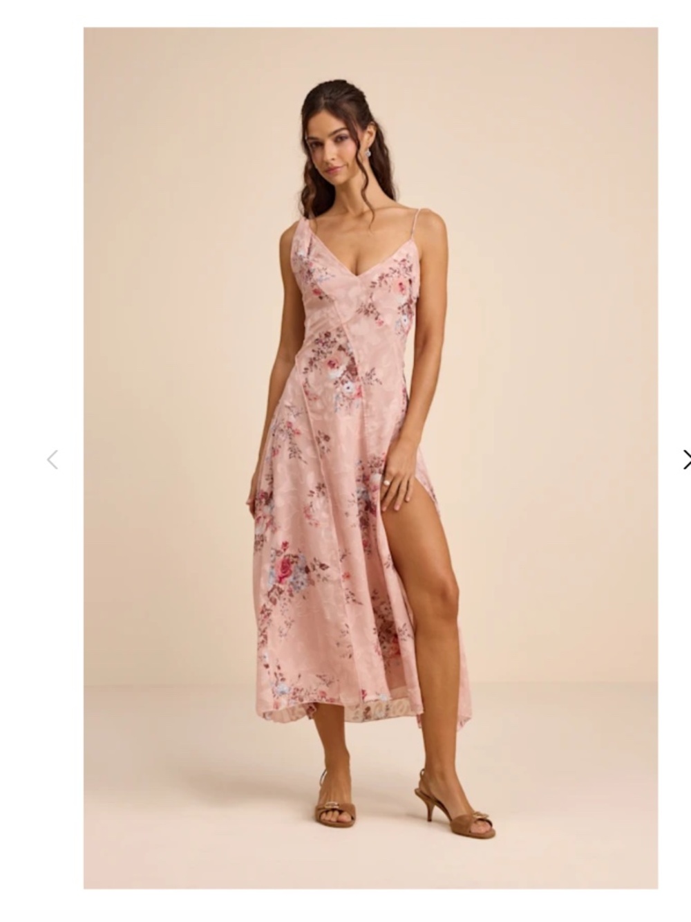 Eirwen Blush Floral Burnout Asymmetrical Midi Dress